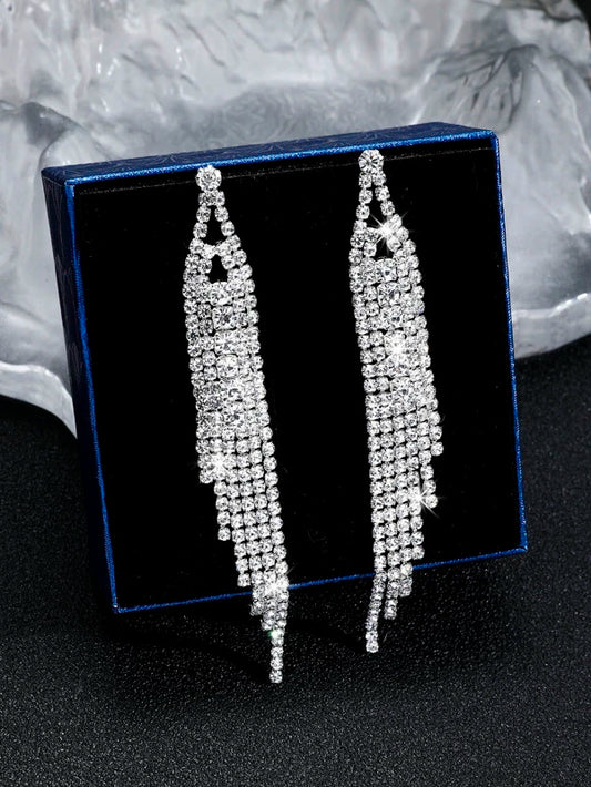 Rhinestone Tassel Drop Earrings