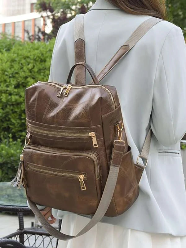 Tassel Decor Vintage Design Classic Backpack