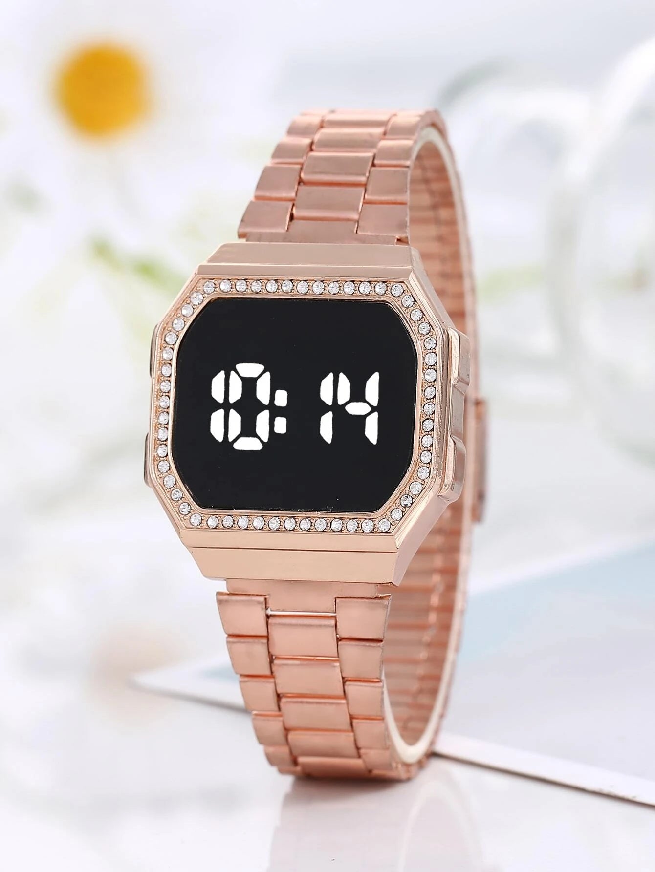 1pc Rhinestone Decor Electronic Watch